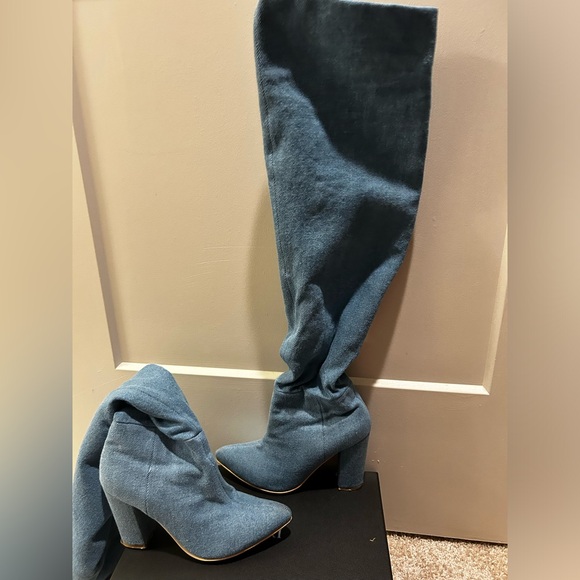 Chic Blue Over the Knee Boots - Picture 2 of 6